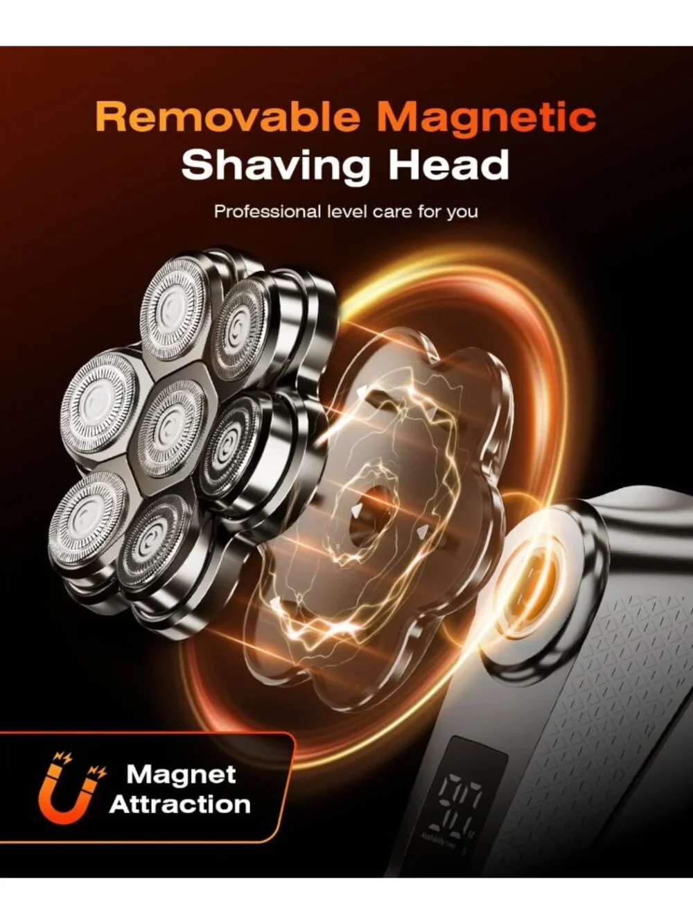 Waterproof 7D Electric Head Shaver for Bald Men, 5-in-1 Grooming Kit